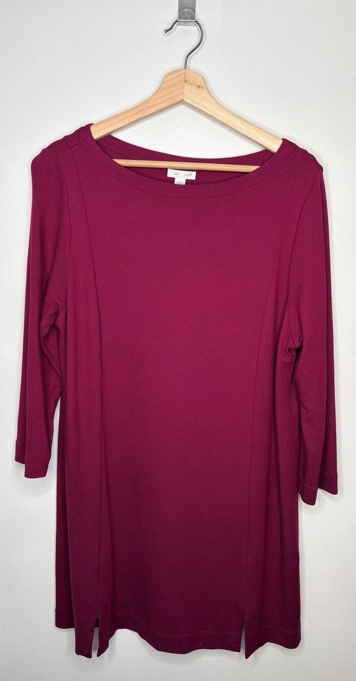 J.Jill Ponte Women's Maroon Knit Tunic Top Size Large